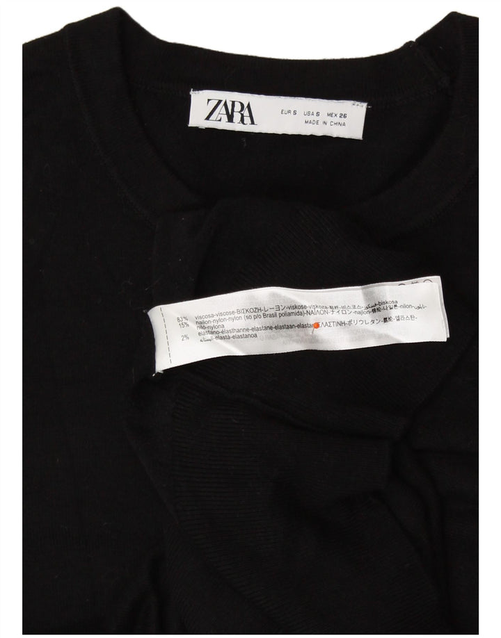 Zara Damen-Pullover mit Rundhalsausschnitt, Gr. 10, Größe S, schwarze Viskose
