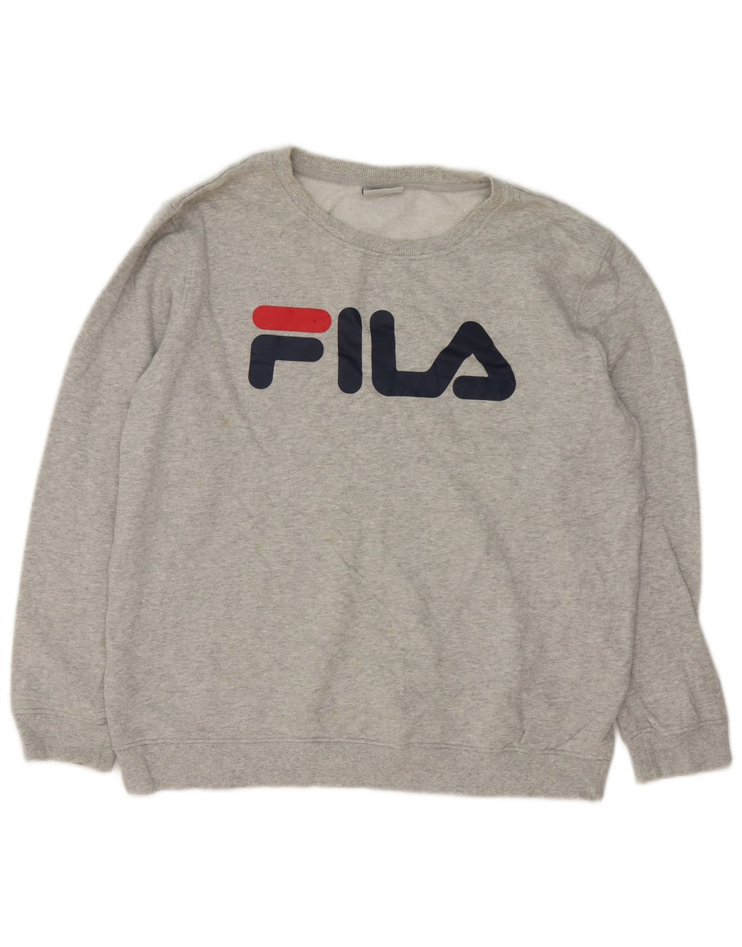 Fila Herren Grafik-Sweatshirt-Pullover aus mittelgrau gesprenkelter Baumwolle