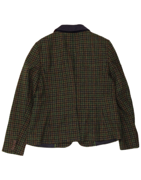Hobbs Damen-Blazer mit 1 Knopf, Gr. 14, Größe L, grüne Wolle mit Hahnentrittmuster