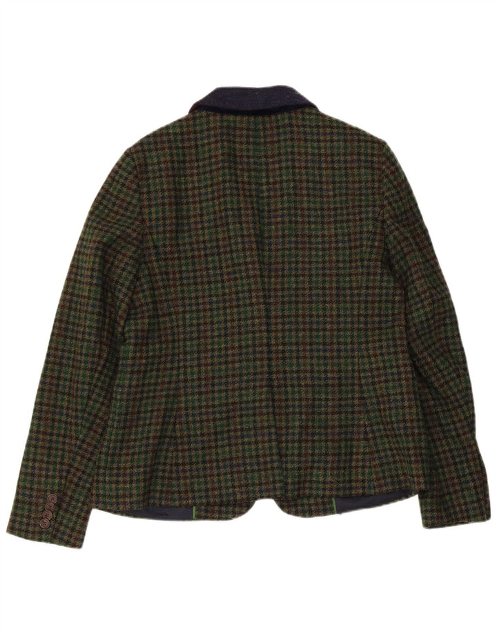 Hobbs Damen-Blazer mit 1 Knopf, Gr. 14, Größe L, grüne Wolle mit Hahnentrittmuster