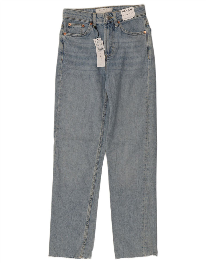 Topshop Damen Straight Jeans W24 L28 Blaue Baumwolle