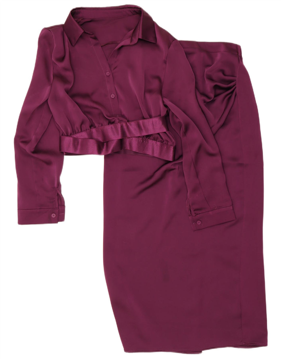 Vintage Damen 2-Knopf-Rock-Set XL W28 Lila Polyester