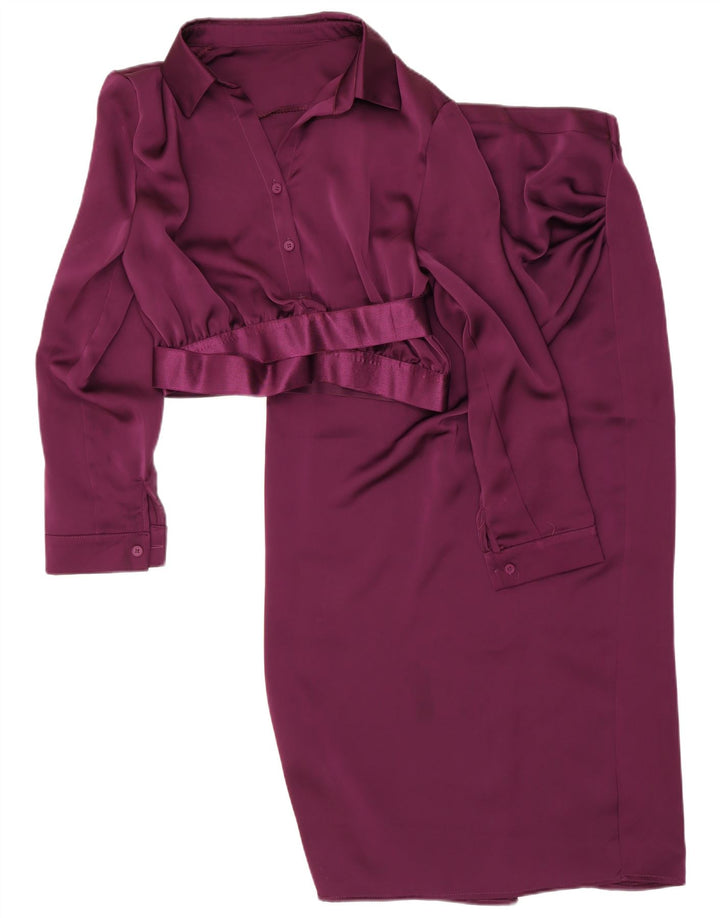Vintage Damen 2-Knopf-Rock-Set XL W28 Lila Polyester