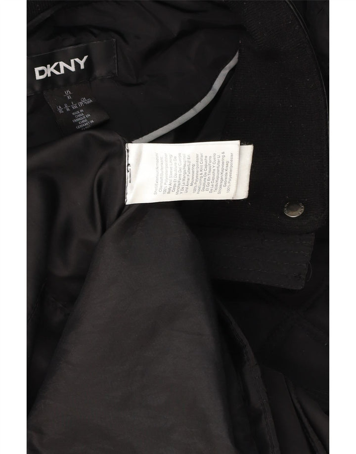 DKNY Womens Hooded Quilted Overcoat UK 18 XL Schwarz Polyester
