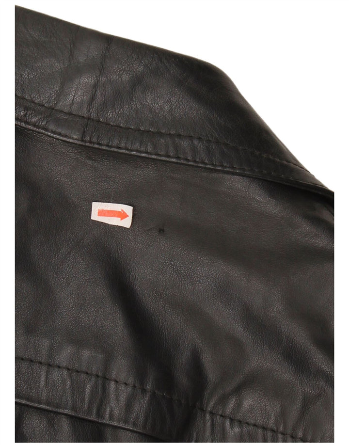 VINTAGE Herren Ledermantel IT 48 Mittelschwarzes Leder