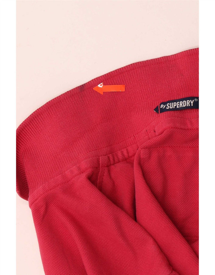 Superdry Herren Kurzarm-Poloshirt aus mittelrosa Baumwolle
