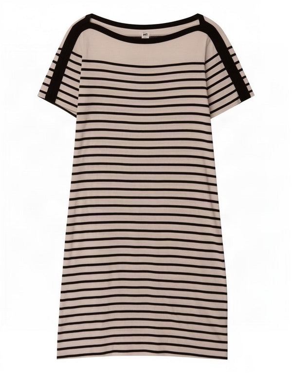 Ralph Lauren Damen-Basic-Kleid mit kurzen Ärmeln, UK 10, Größe S, weiß gestreift