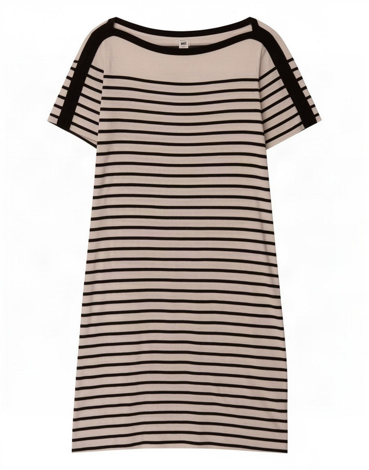 Ralph Lauren Damen-Basic-Kleid mit kurzen Ärmeln, UK 10, Größe S, weiß gestreift