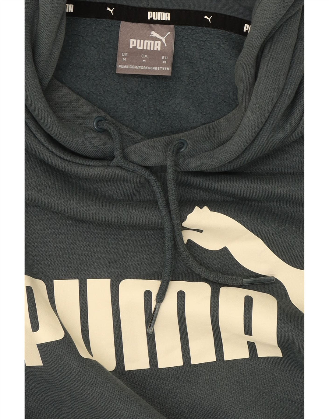 PUMA Mens Graphic Hoodie Jumper Medium Grey Cotton Vintage Puma and Second-Hand Puma from Messina Hembry 