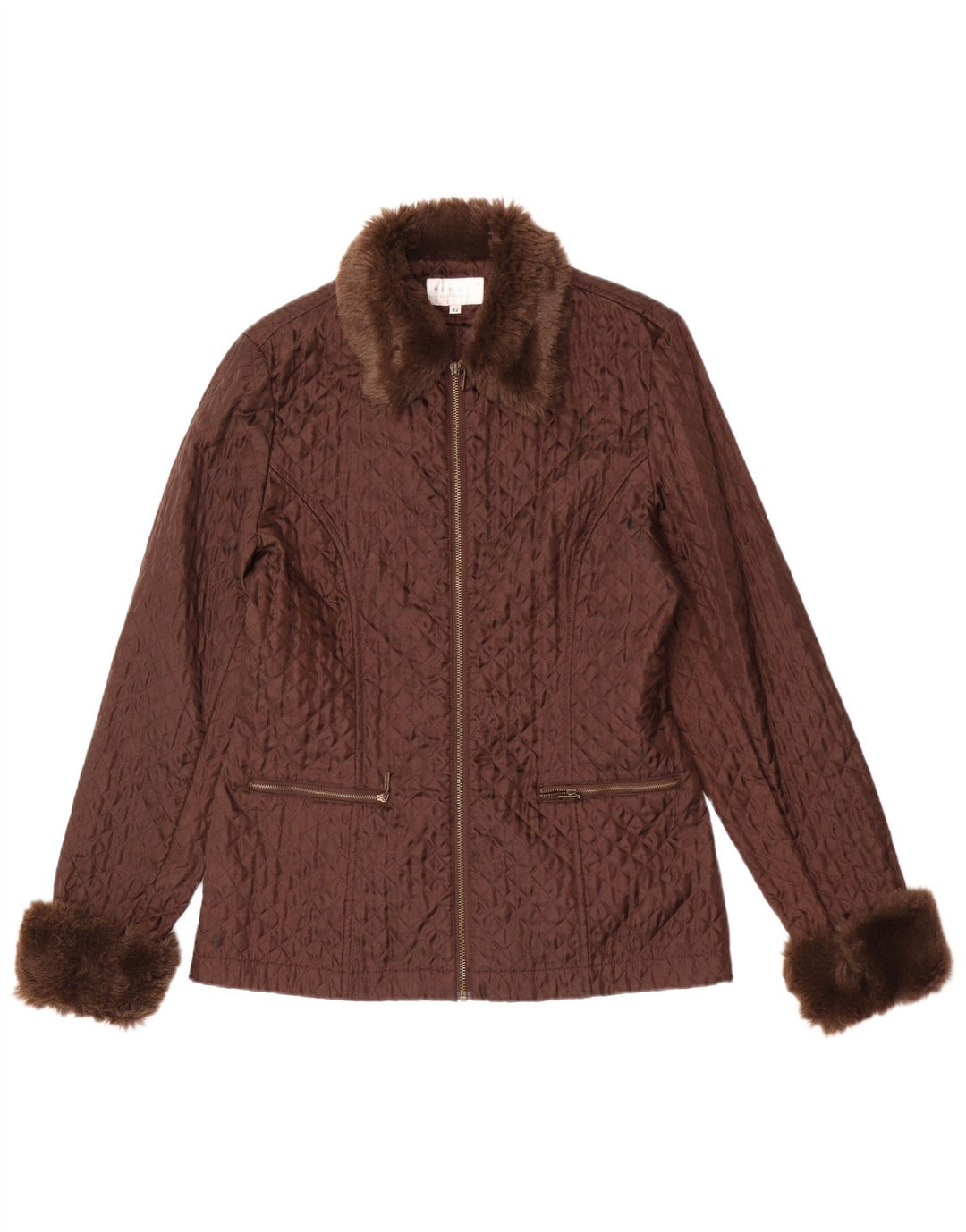Hennes Damen Steppjacke IT 42 Mittelbraunes Nylon