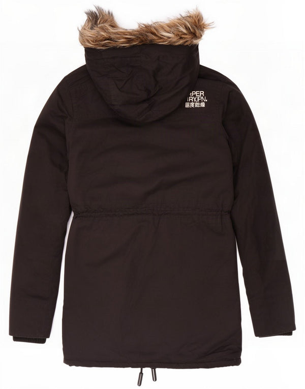 Superdry Damen-Parka mit Kapuze, UK 6, XS, Schwarz, Polyester