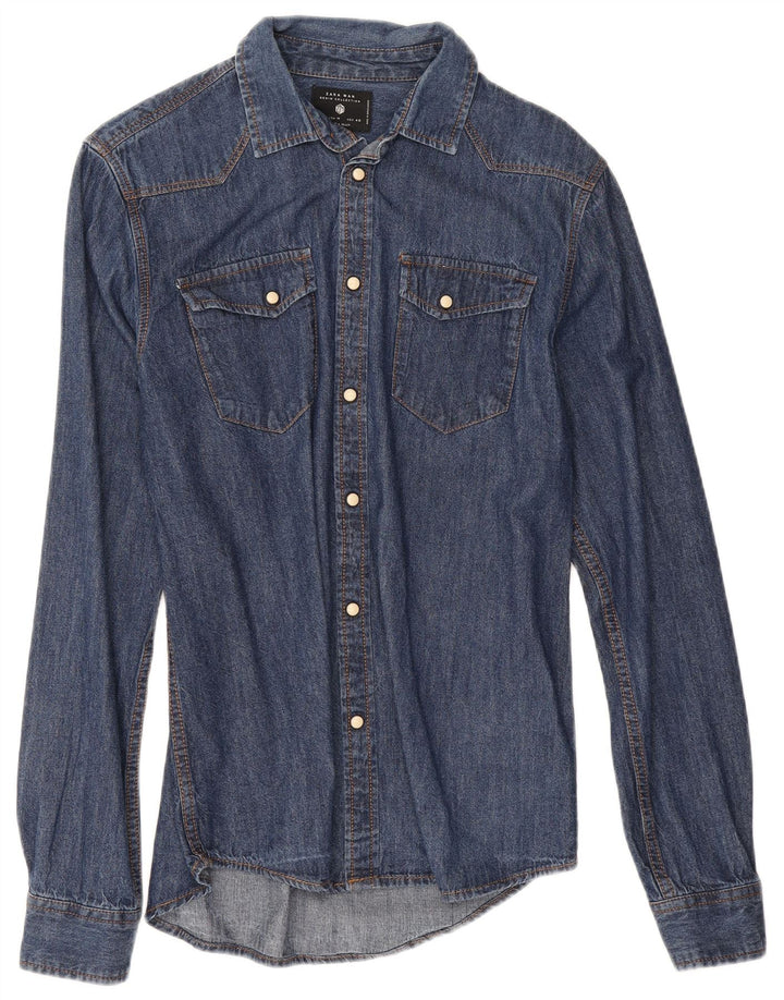Zara Herren Jeanshemd Mittelblau