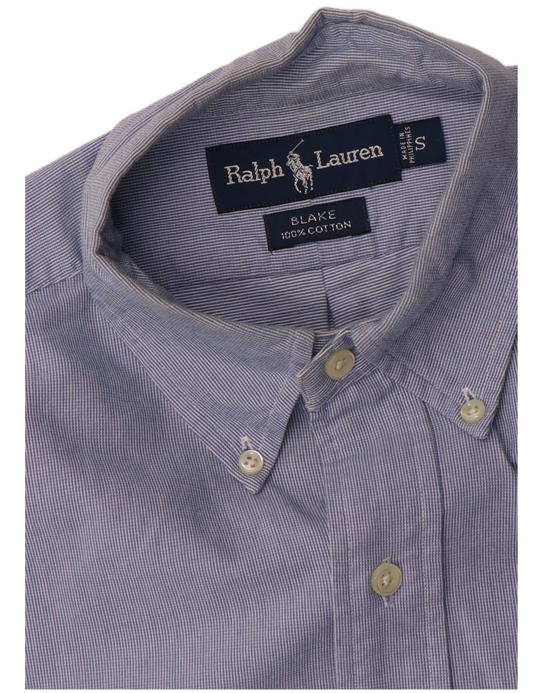RALPH LAUREN Herren Blake Loose Fit Hemd, kleine blaue Nadelstreifen-Baumwolle