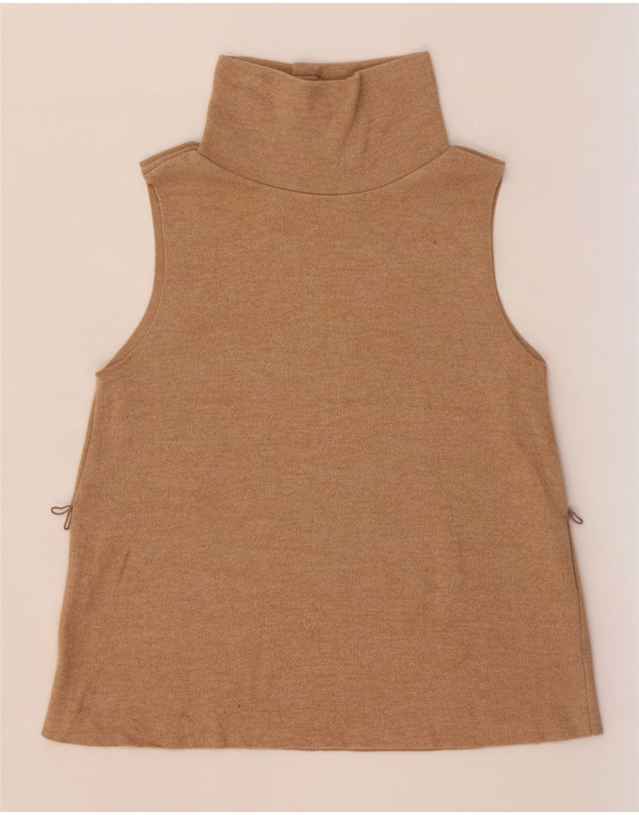 Zara Damen Weste Top UK 12 Mittelbeige Baumwolle