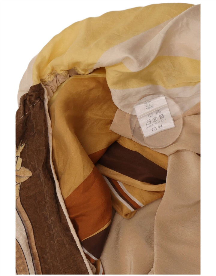Vintage Damen Ärmelloses Blusentop IT 44 Mittelbeige geblümte Seide