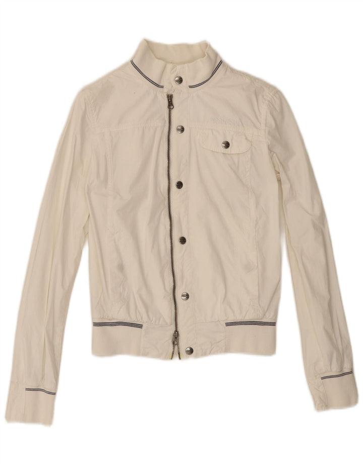 WOOLRICH Mens Bomber Jacket UK 36 Small Off White Cotton Vintage Woolrich and Second-Hand Woolrich from Messina Hembry 