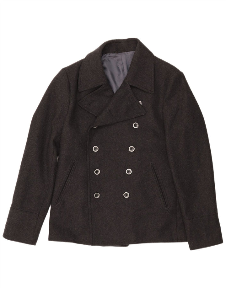 Sisley Herren Pea Coat IT 50 Große schwarze Wolle