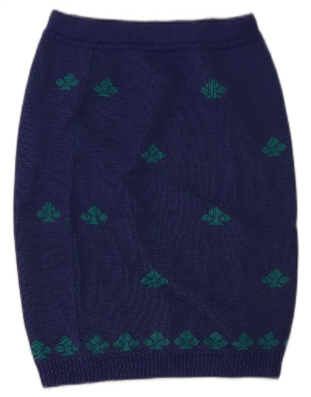 Stefanel Damen-Strick-Bleistiftrock W28 Mittelblaue geometrische Wolle