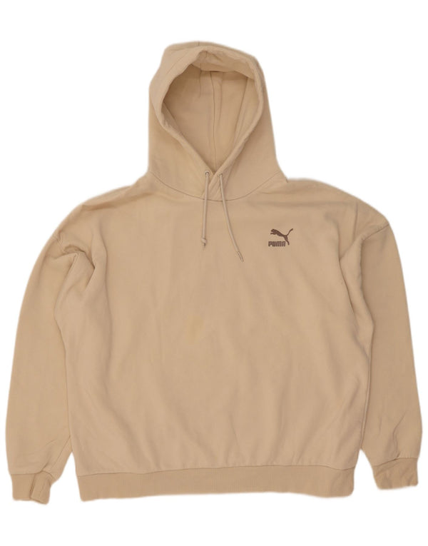 Puma Womens Graphic Oversized Hoodie Pullover UK 16 Large Beige