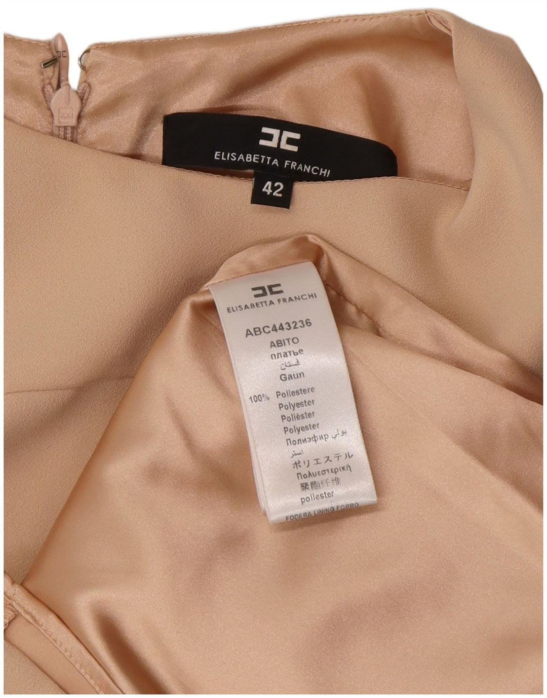 Elisabetta Franchi Damen Etuikleid IT 42 Medium Beige Polyester Classic