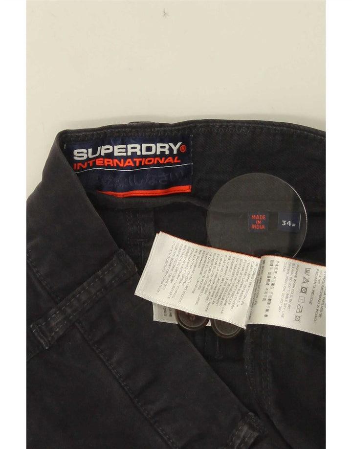 Superdry Herren Chinoshorts W34 Large Schwarz Baumwolle