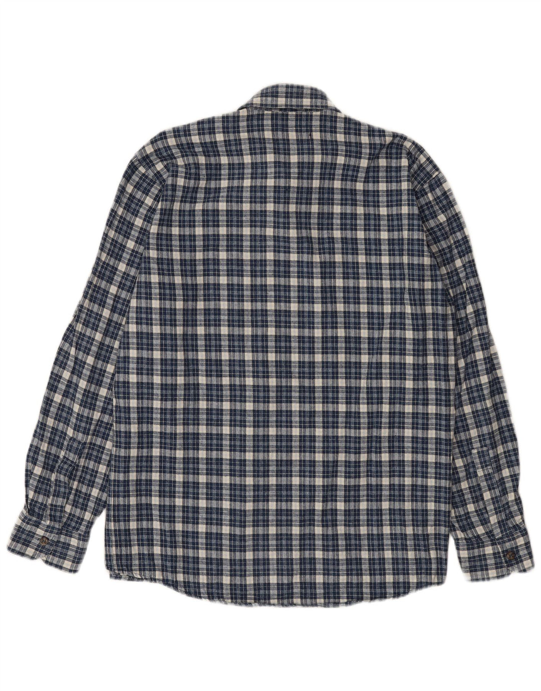 European Project Herren Overshirt Flanellhemd Mittelblau karierte Baumwolle