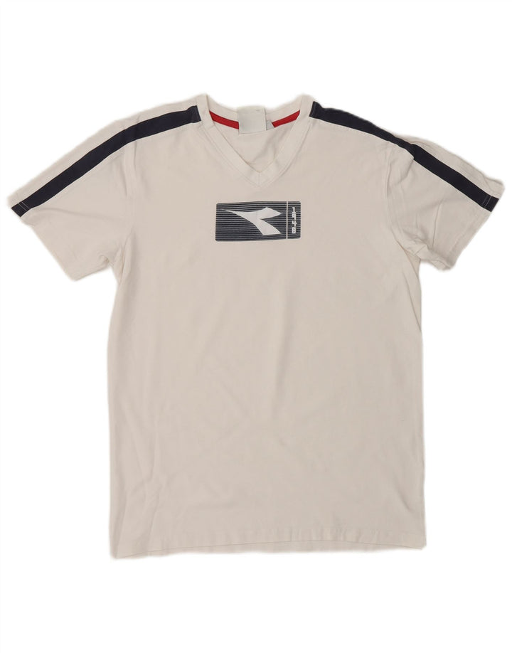 DIADORA Herren-T-Shirt mit Grafik, Mittelweiß, Farbblock