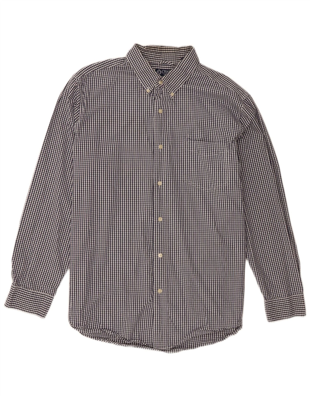 Chaps Herrenhemd XL, marineblau, Gingham-Baumwolle
