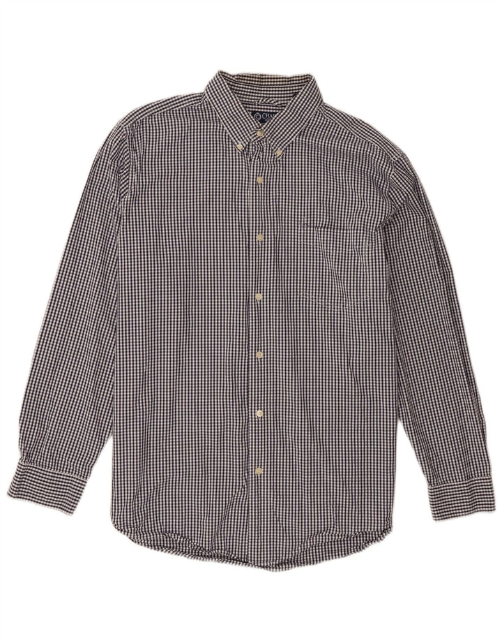 Chaps Herrenhemd XL, marineblau, Gingham-Baumwolle