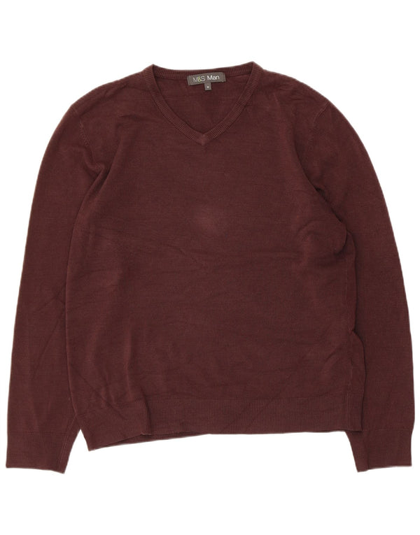 Marks & Spencer Damen-Pullover mit V-Ausschnitt, UK 14, Mittelbraun, Acryl