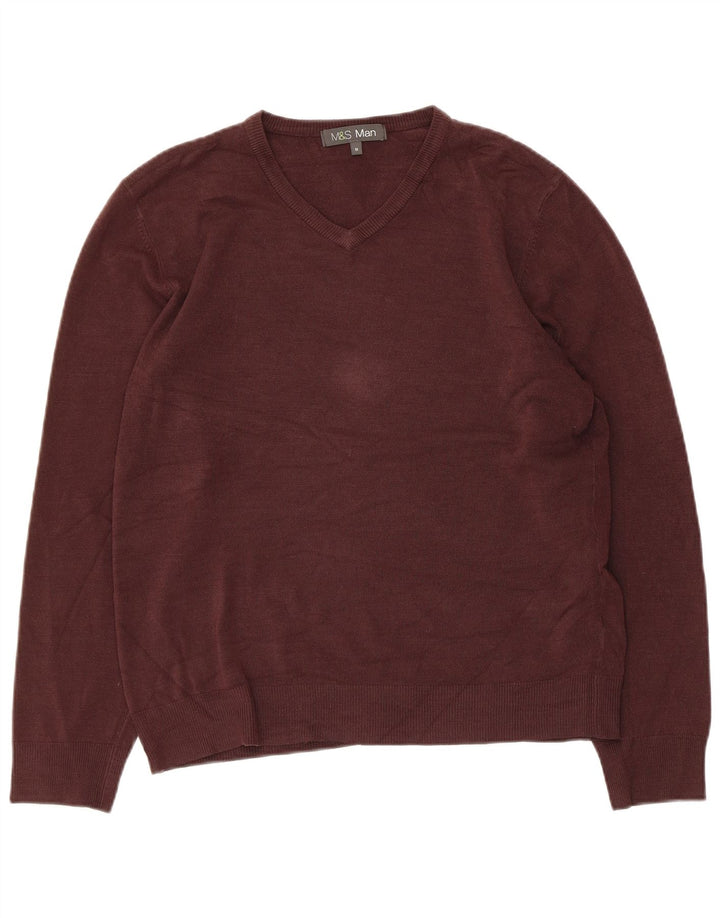 Marks & Spencer Damen-Pullover mit V-Ausschnitt, UK 14, Mittelbraun, Acryl