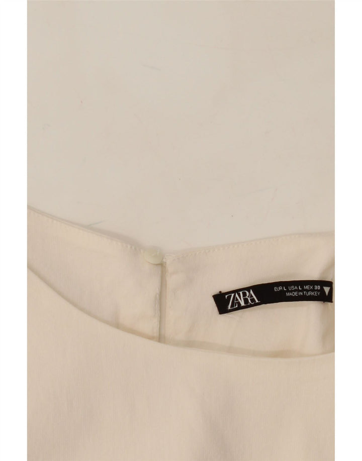 ZARA Womens Crop Sleeveless Blouse Top UK 14 Large Off White Vintage Zara and Second-Hand Zara from Messina Hembry 