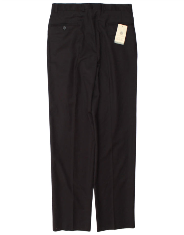 Vintage Herren-Anzughose mit Klammern, Größe 48, mittelgroß, W32, L34, schwarze Wolle