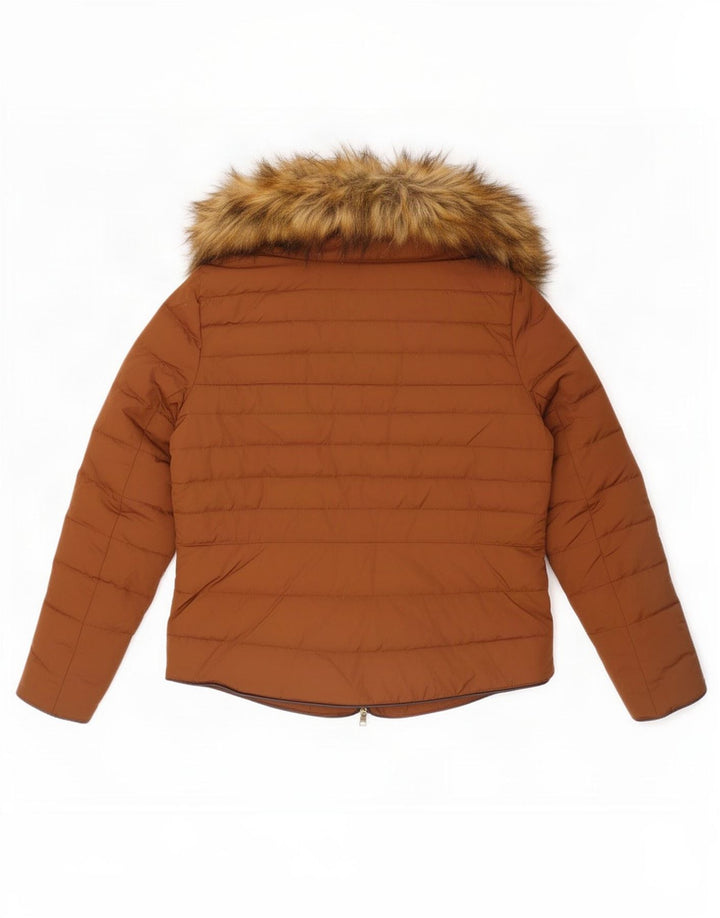Zara Damen Wattierte Jacke UK 14 Mittelbraunes Polyester