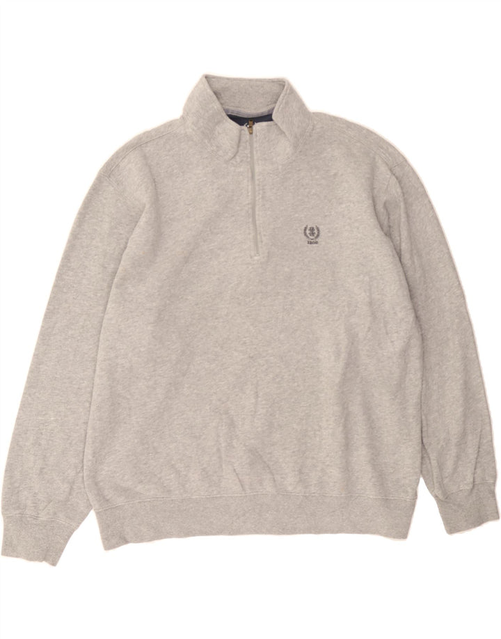 IZOD Mens Zip Neck Sweatshirt Jumper XL Grey Cotton Vintage Izod and Second-Hand Izod from Messina Hembry 