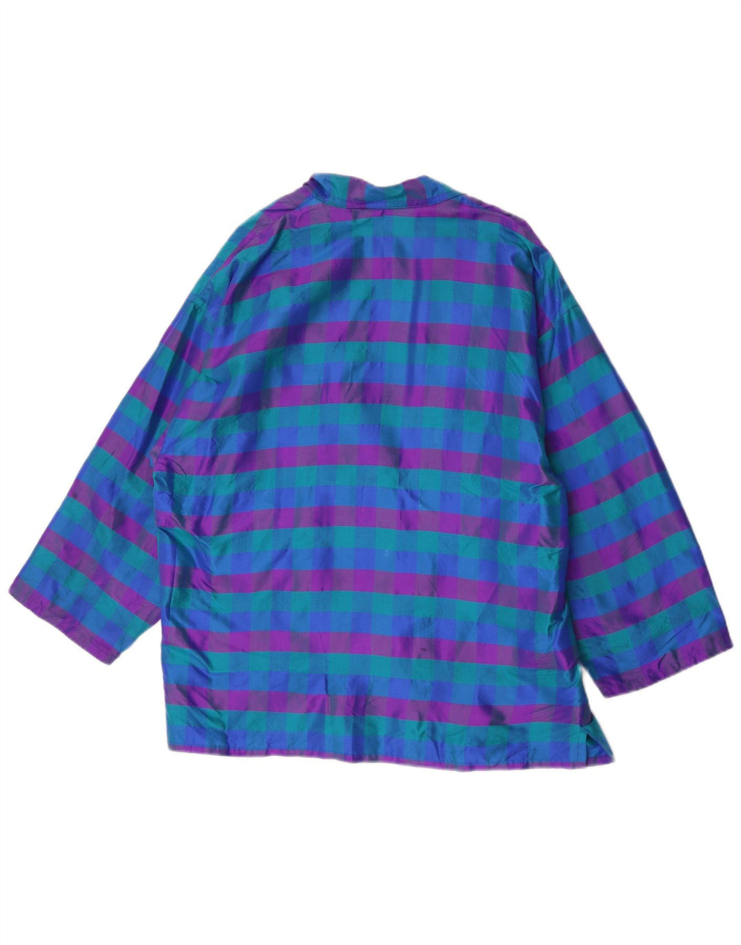 Vintage Damen offene Blazerjacke UK 14 Mittelblau kariert