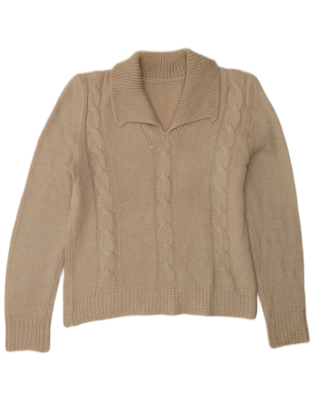 Vintage Damen Rollkragenpullover Pullover UK 14 Medium Beige