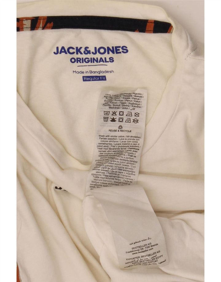 Jack & Jones Herren-T-Shirt mit regulärer Passform, mittelweiß, mit Blumenmuster