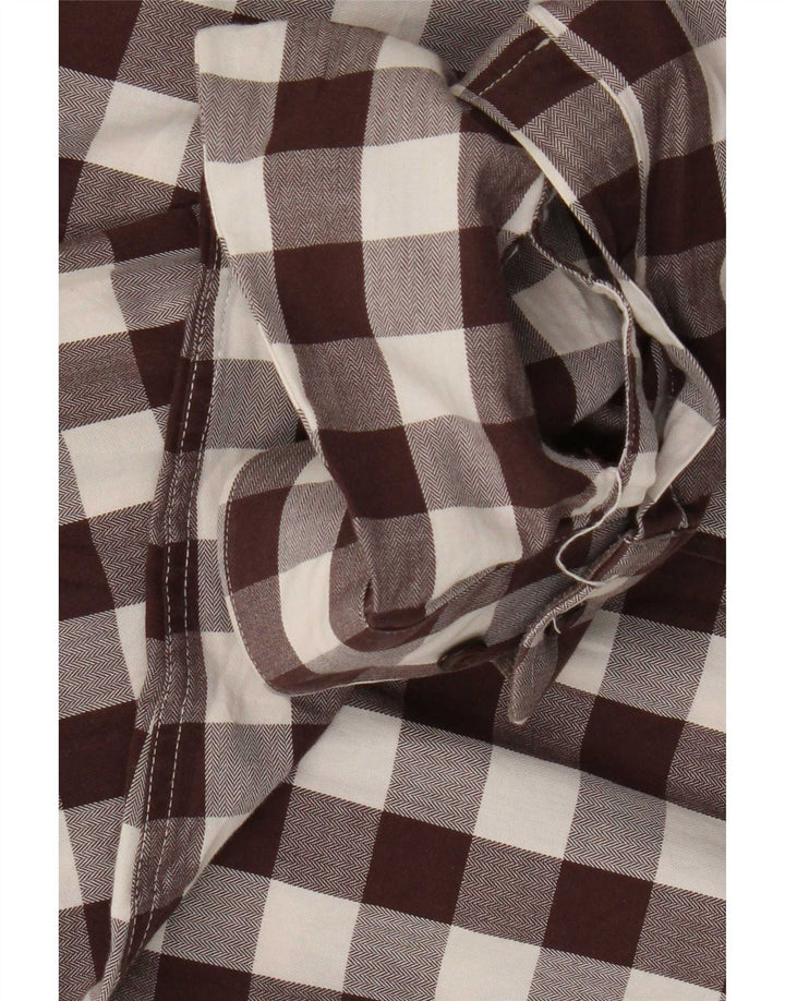 Zara Slim-Fit-Hemd für Herren, großes braunes Gingham-Karomuster