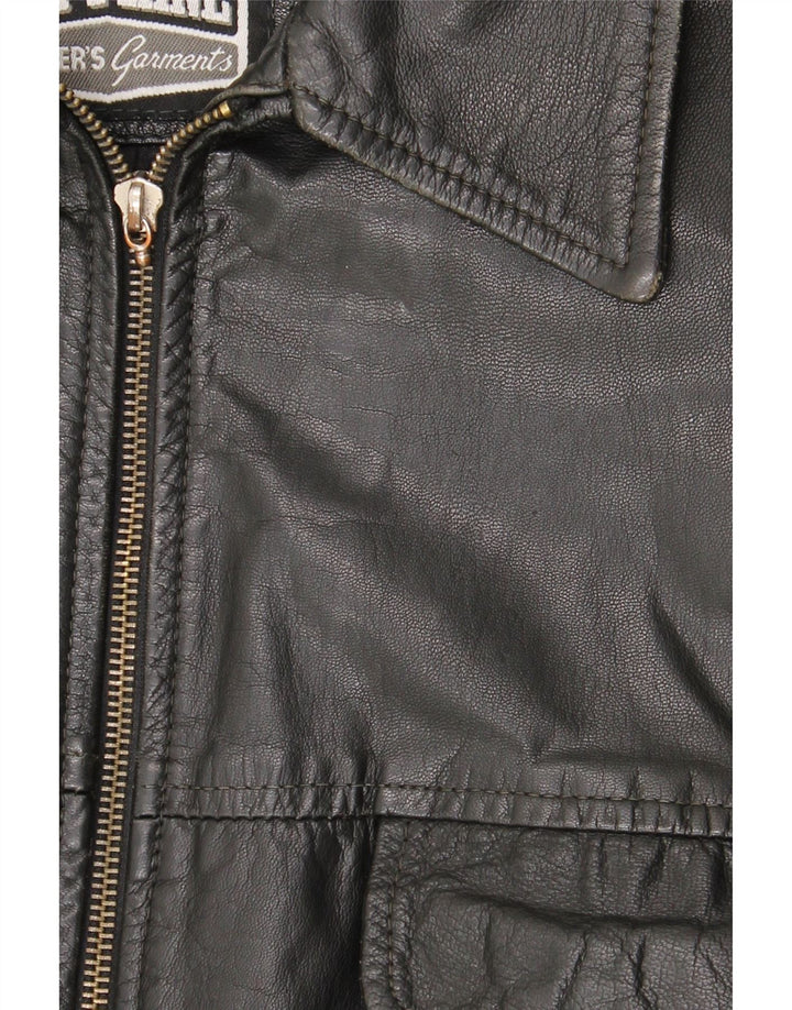 Jet Plane Herren Lederjacke IT 56 3XL Schwarzes Leder