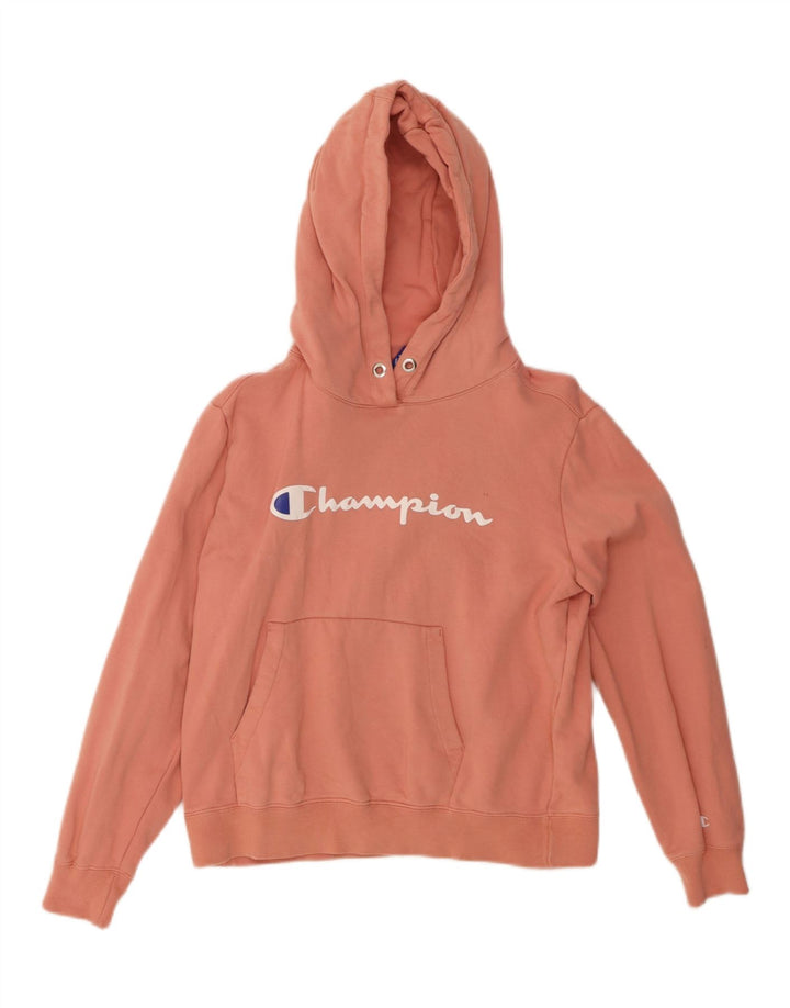 Champion Damen Graphic Hoodie Pullover UK 10 Small Orange