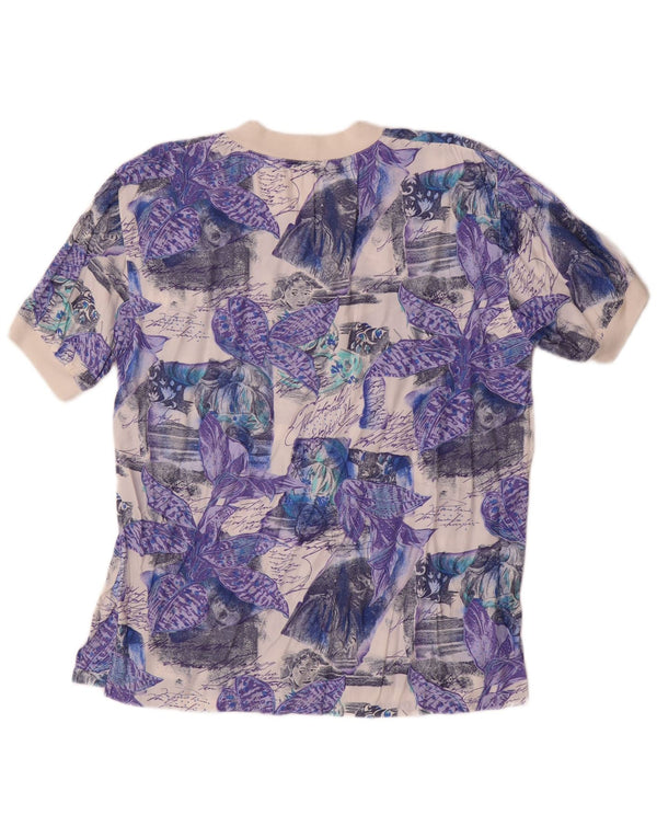 Vintage Herren T-Shirt Top Groß Lila Blumen
