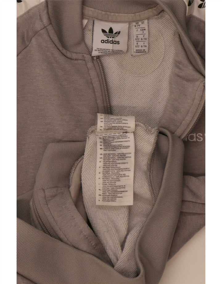 Adidas Jungen Grafik-Trainingsanzug-Top-Jacke, 6–7 Jahre, Grau, Farbblock
