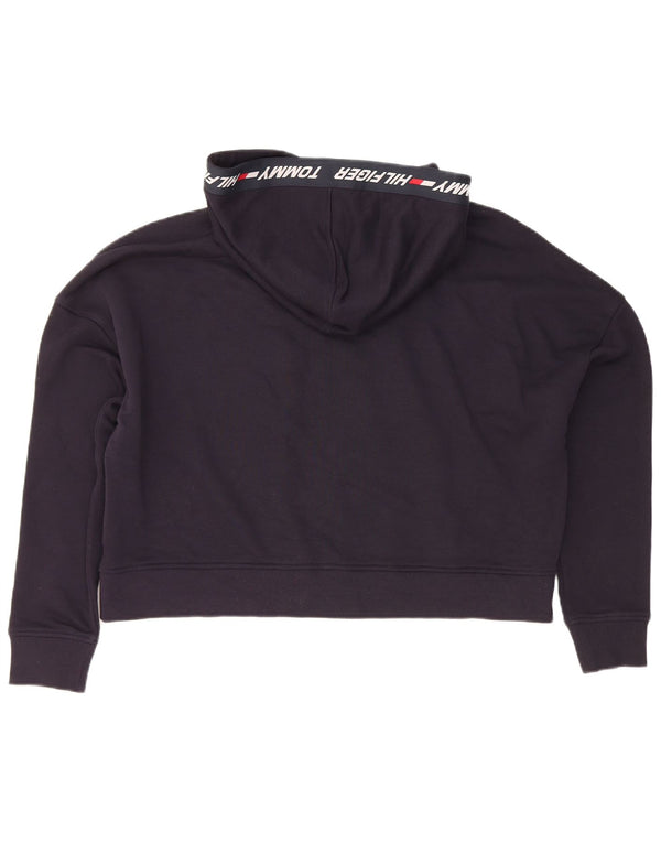 Tommy Hilfiger Damen Übergroßer Crop Hoodie Pullover UK 16 Large Marineblau