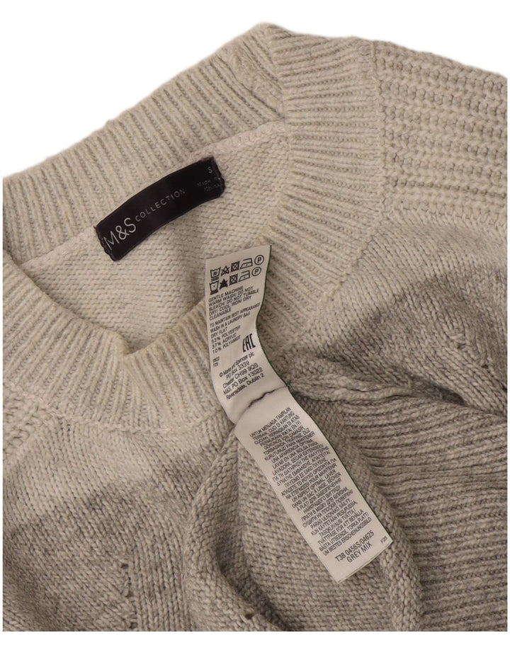 Zara Damen-Pullover mit Rundhalsausschnitt, Gr. 10, klein, grau gestreift, Polyester