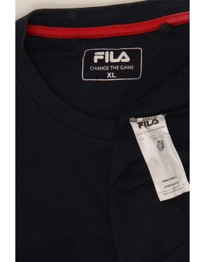Fila Herren Top Langarm XL Marineblau Baumwolle