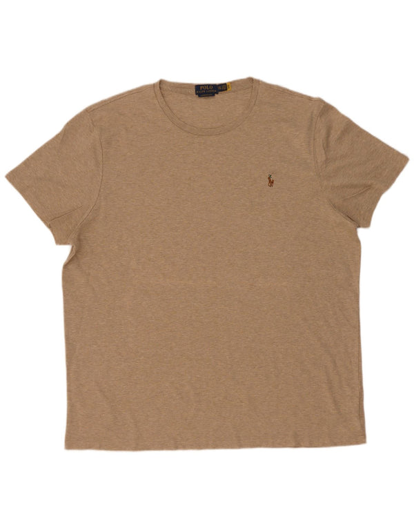 Polo Ralph Lauren Herren Custom Slim Fit T-Shirt Top 2XL Beige gefleckte Baumwolle