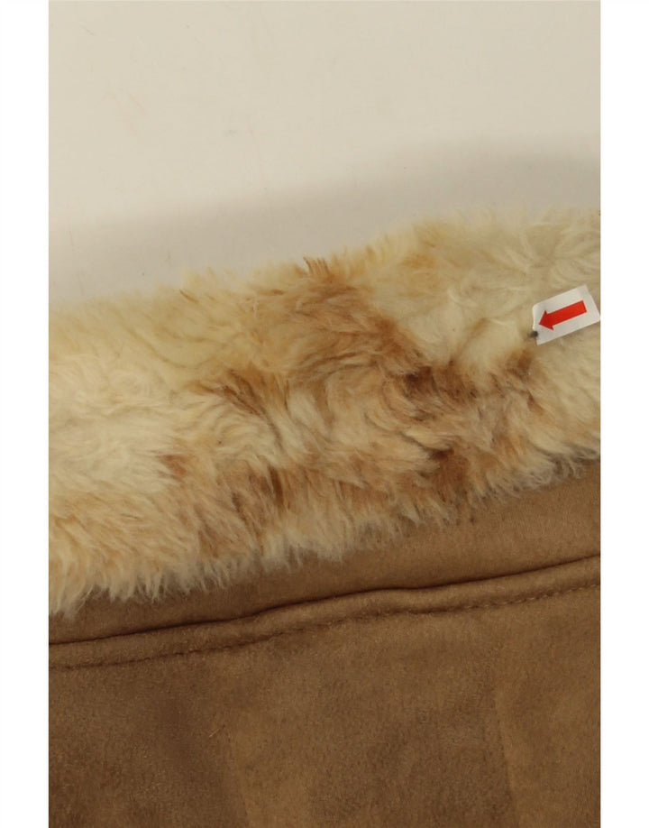 Zara Damen Sherpa-Mantel UK 14 Medium Beige Polyester