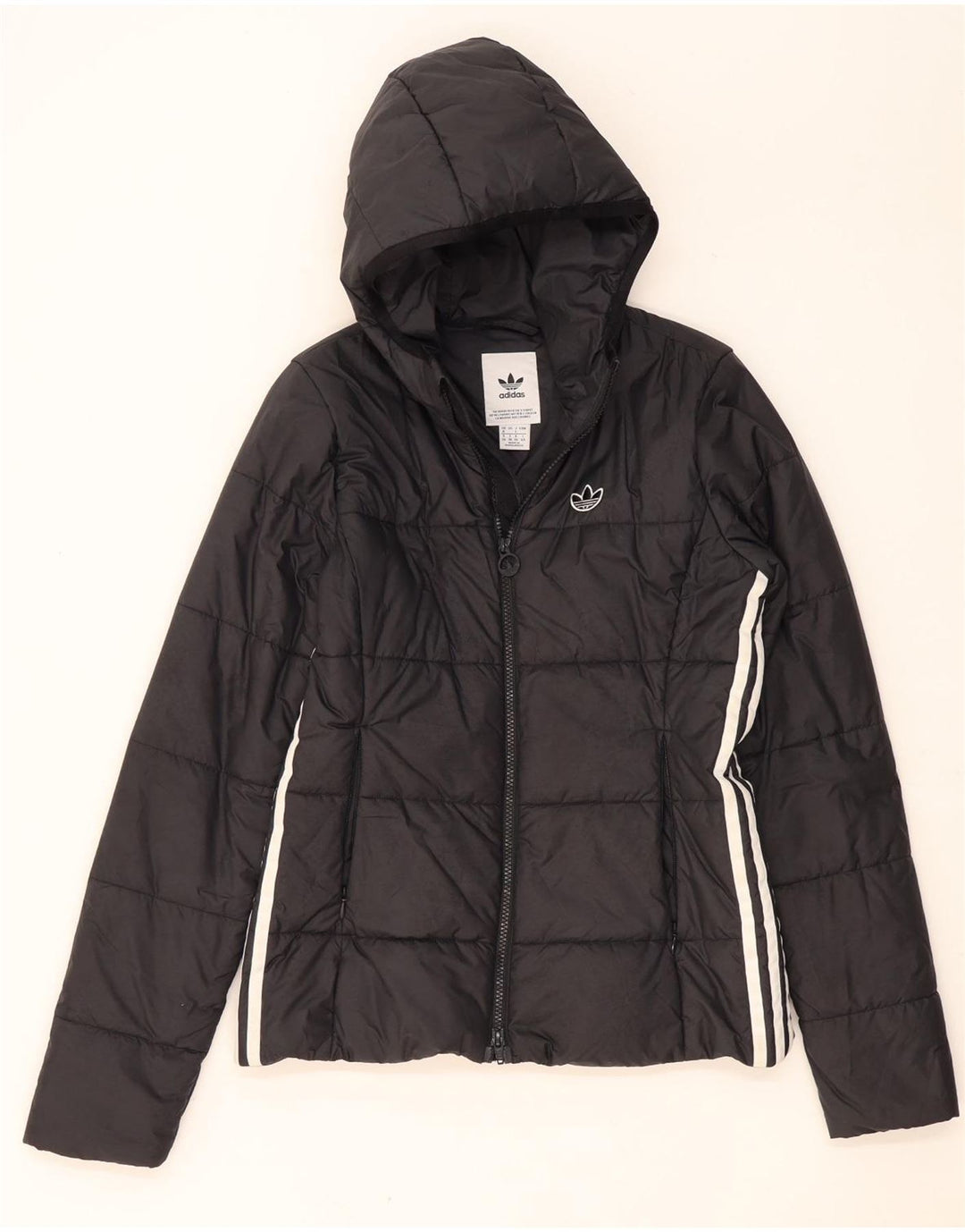 Adidas Damen-Jacke mit Kapuze, gepolstert, UK 8, Größe S, Schwarz, Polyester