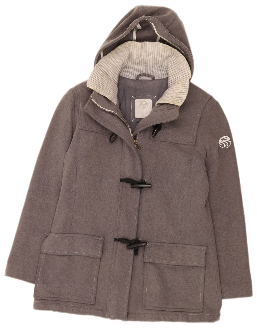 North Sails Damen Kapuzen-Duffle-Jacke UK 10 Small Graue Wolle